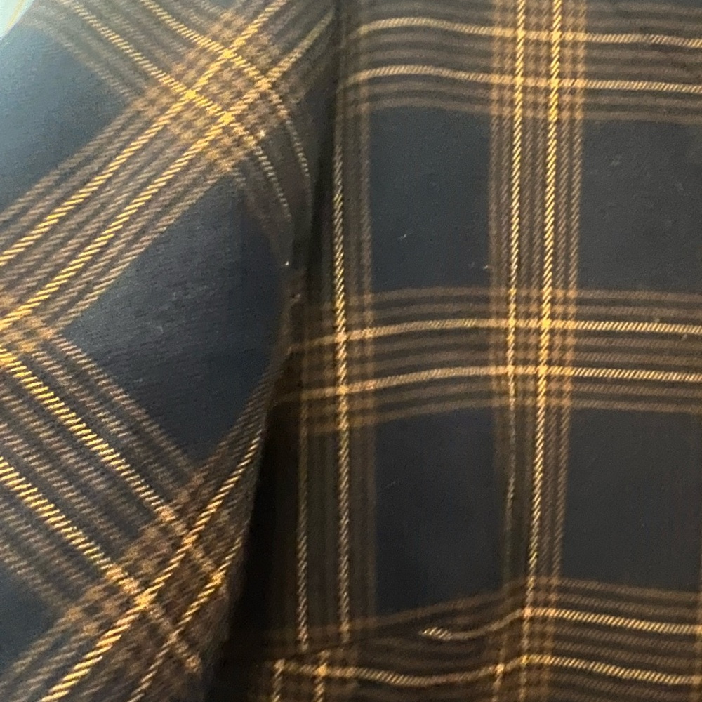 Joe Fresh Navy and Brown and Gold Plaid Shirt and Pants Set